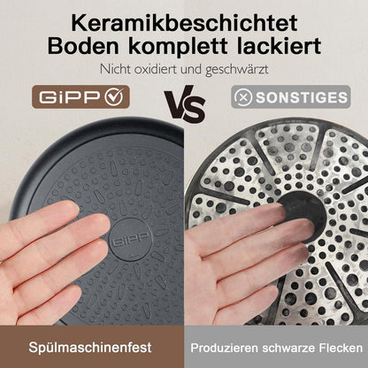 22-teiliges Antihaft Kochgeschirr Set aus Keramik – Grau