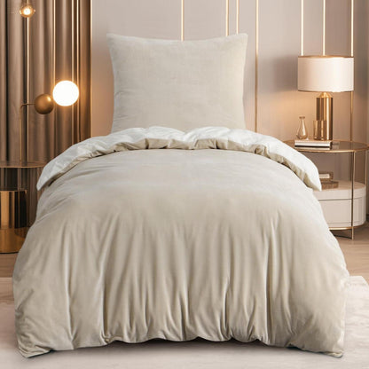 Kuschelige Flanell Bettwäsche 155x220 Beige-Weiß 2teilig