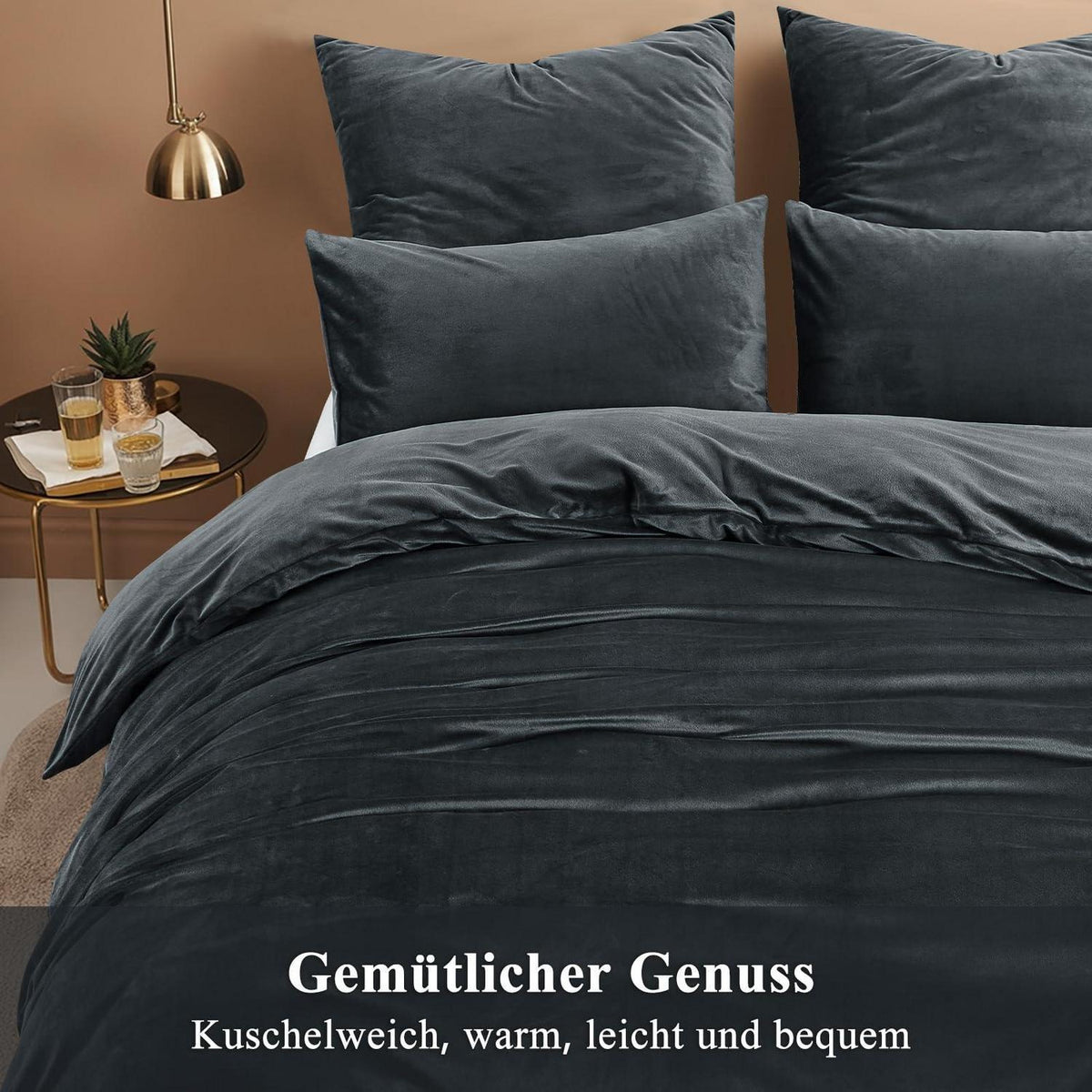 Flauschige Winterbettwäsche 135x200 Grau 4-teilig