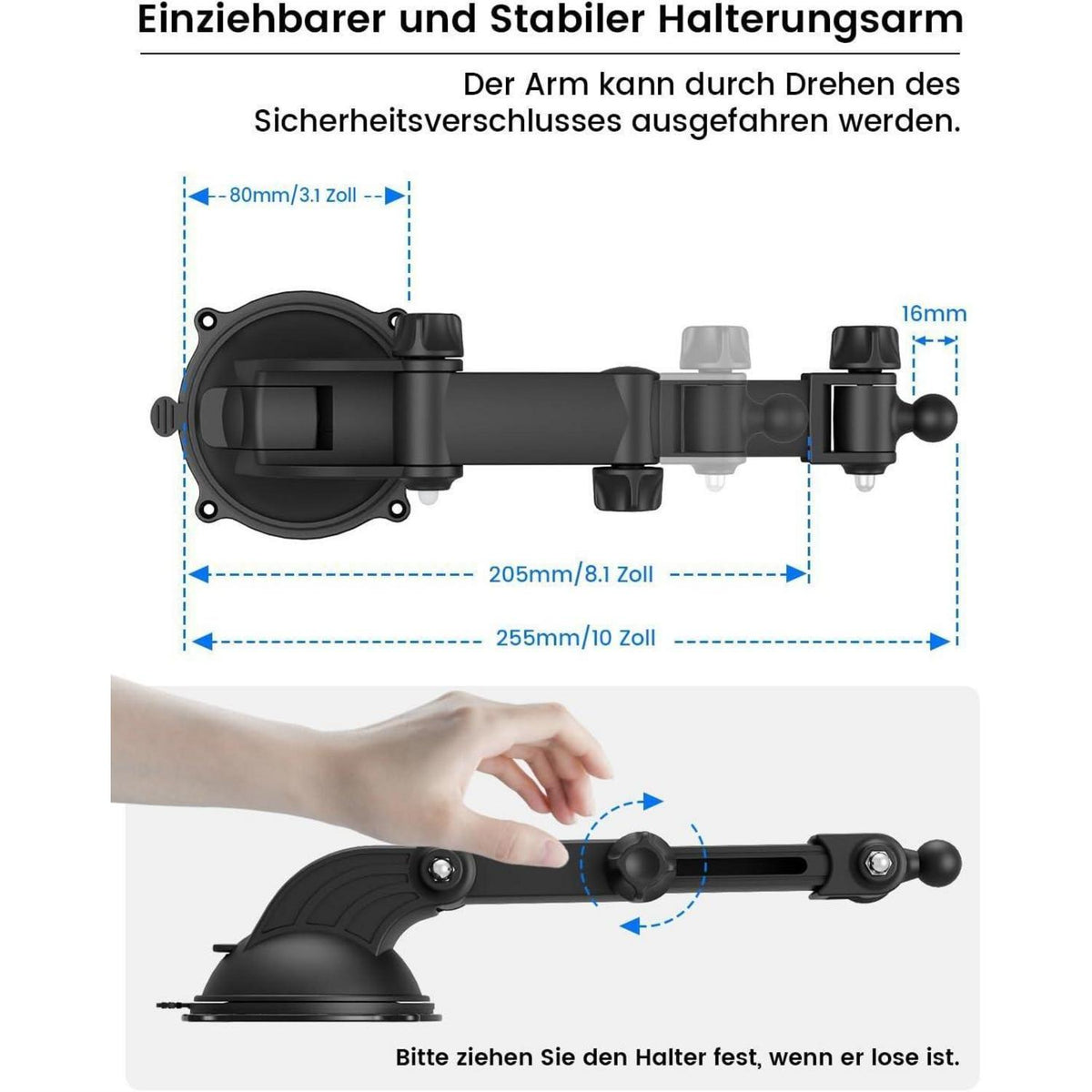 Tablet Halterung Auto 360° Drehbar, Ausziehbar & Waschbar