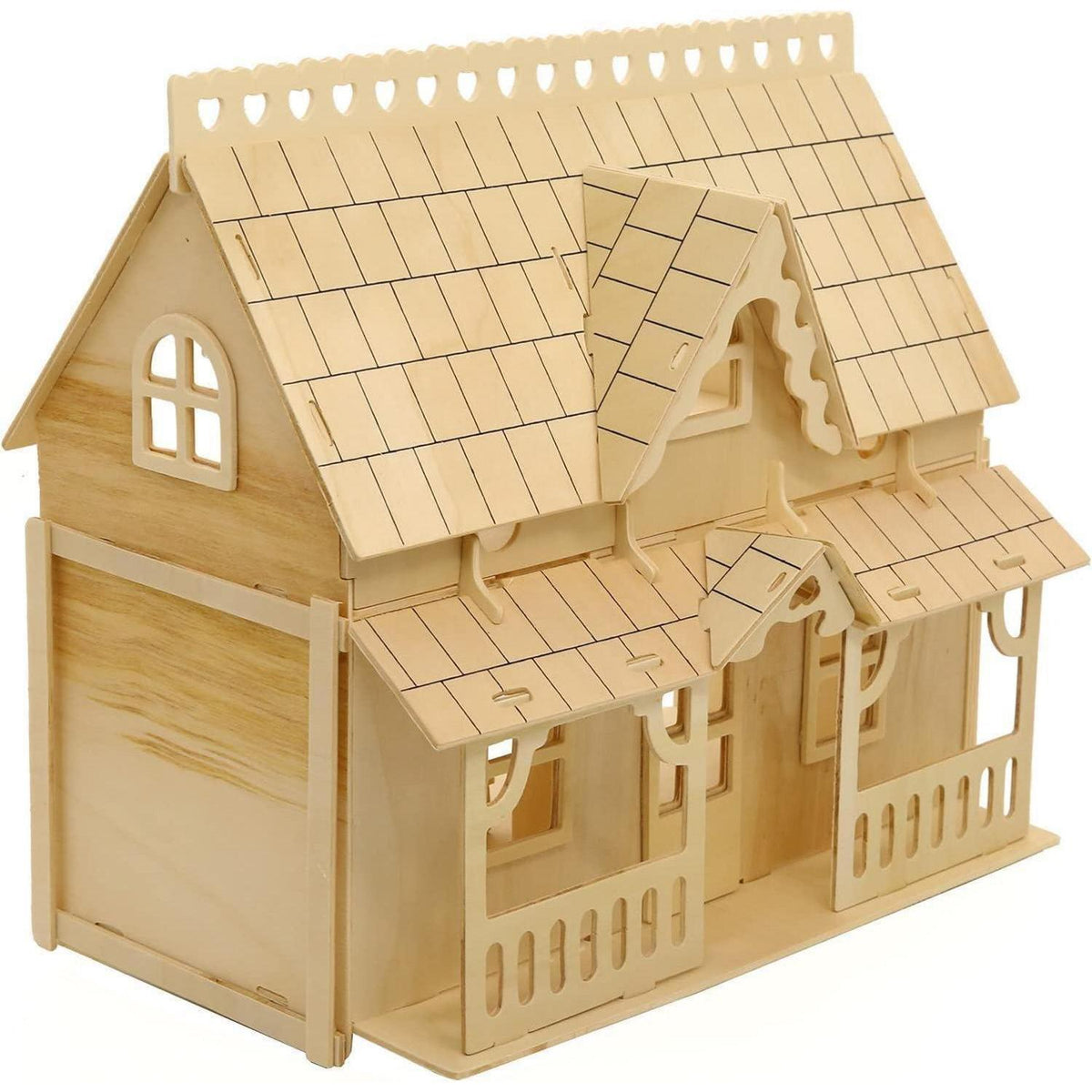 3D Holzpuzzle Haus mit Veranda – Anspruchsvolles Modell zum Basteln