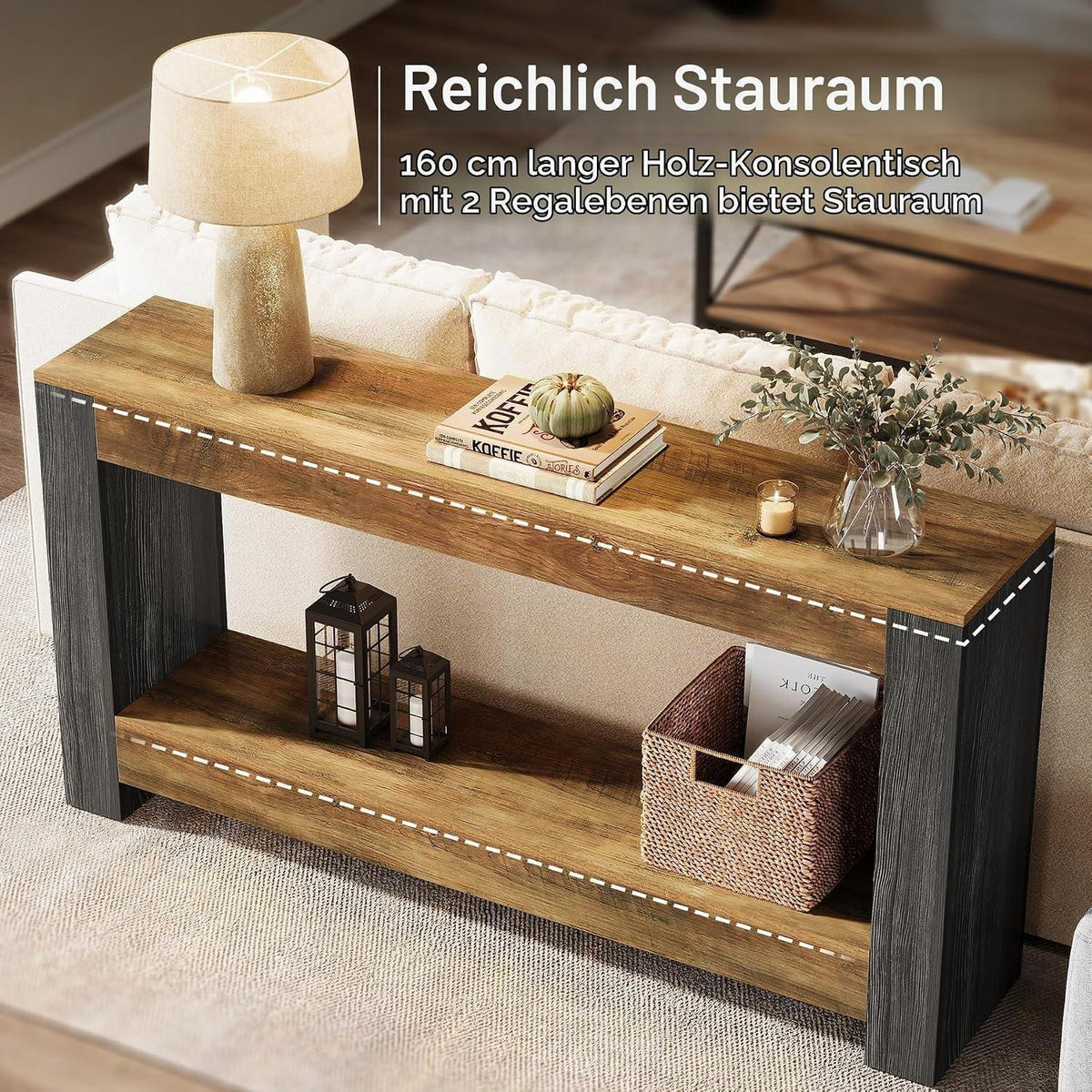 160 cm Konsolentisch – Rustikaler Sofa- & Flurtisch