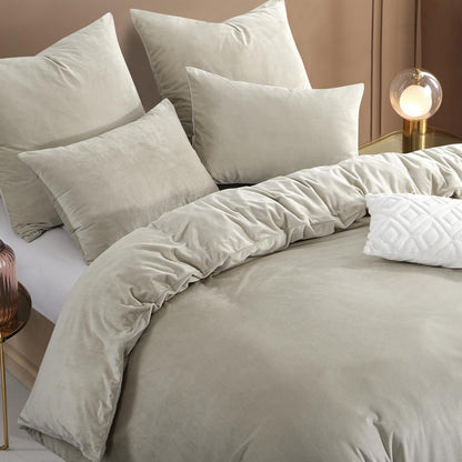 Kuschelige Flanell Bettwäsche Set 220x240 Beige - 3-teilig