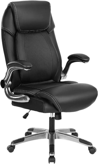 Ergonomischer Bürostuhl 180kg Schwarz PU-Leder Drehstuhl