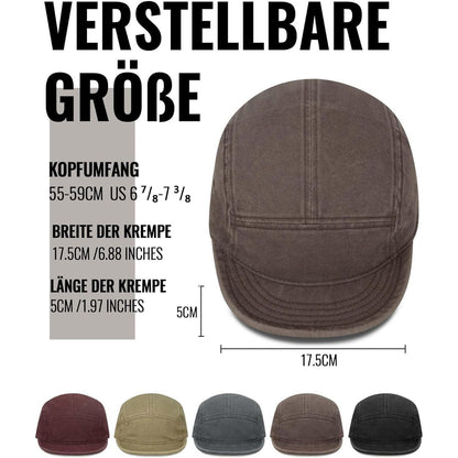 Baumwoll 5-Panel Cap mit kurzem Schirm – Herren Baseball Cap