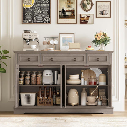Weißes Sideboard mit 3 Schubladen & 4 Türen – Küchenbuffet 134cm