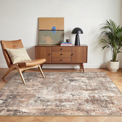 Moderner Wohnzimmerteppich 200x290 cm Taupe – Waschbar & Rutschfest