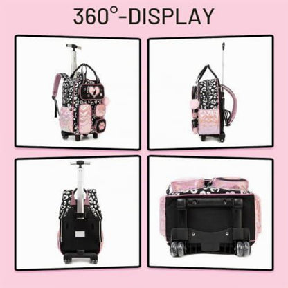 Trolley Rucksack Kinder – Schulrucksack mit Rollen Schwarz & Rosa
