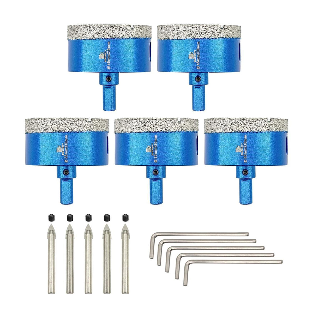 Diamant Fliesenbohrer 65mm 5er Set mit Zentrierbohrer