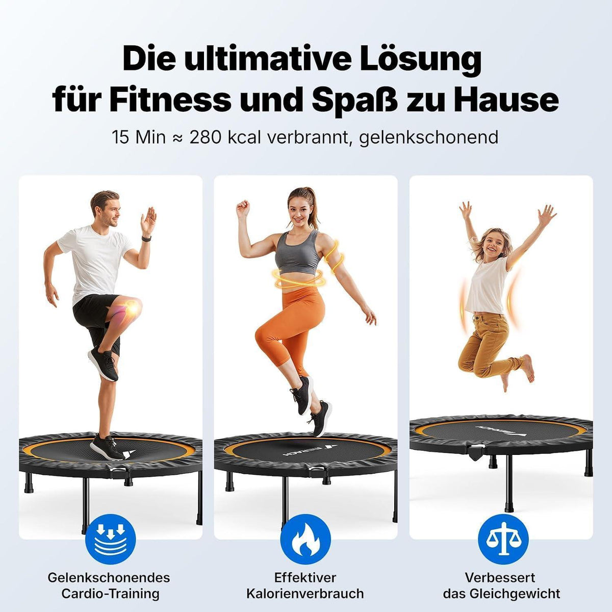Fitness Trampolin Mini – Faltbar, 102cm/122cm, 150kg
