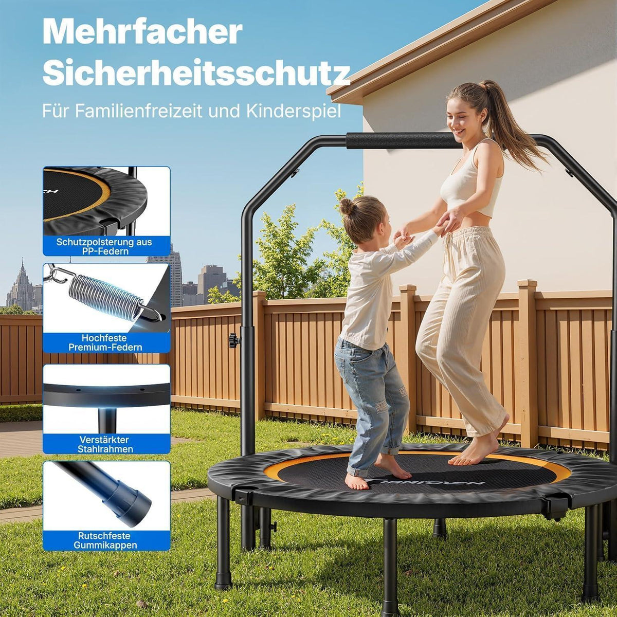 Fitness Trampolin Mini – Faltbar, 102cm/122cm, 150kg