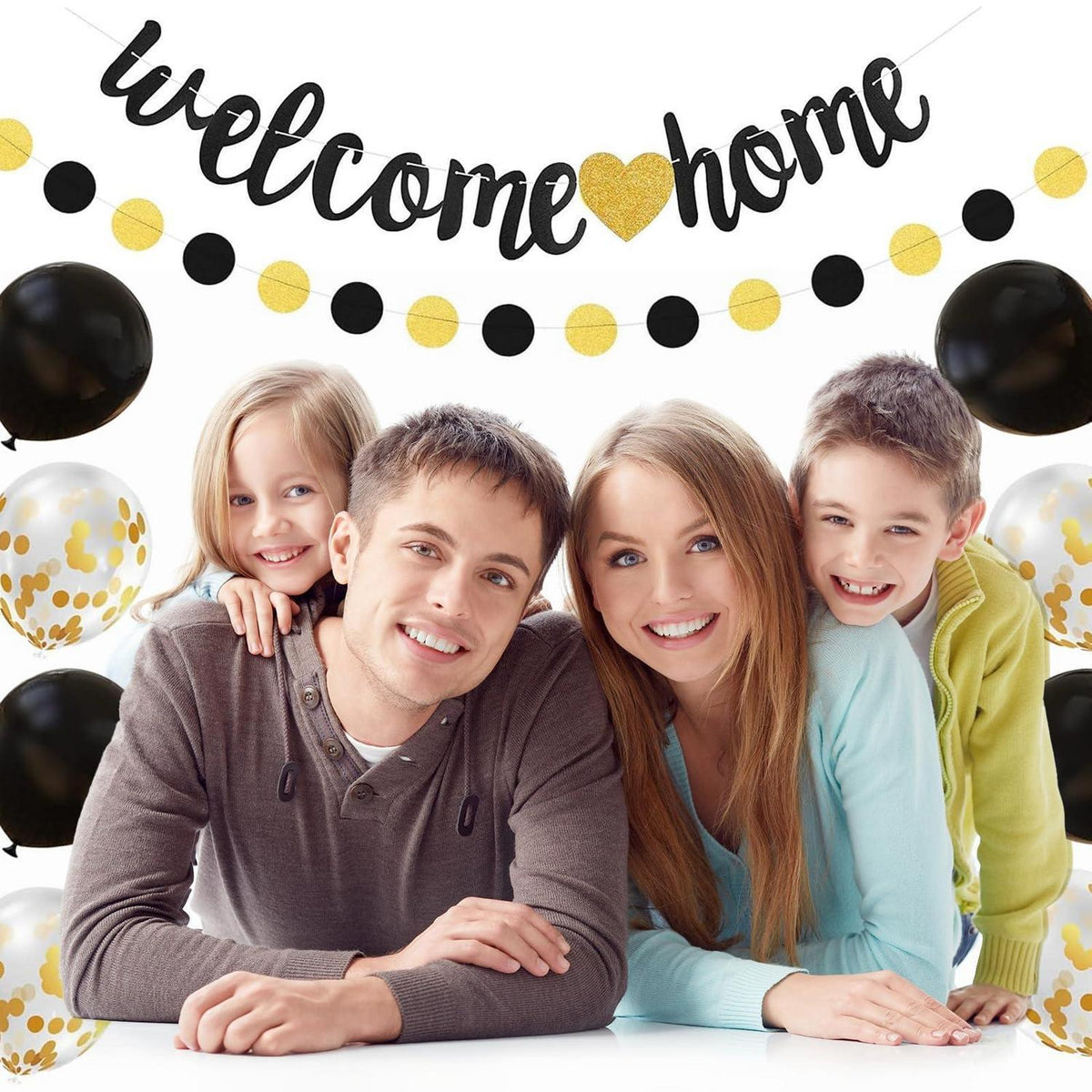 Willkommen Home Deko Set Schwarz Gold Girlande Party Deko