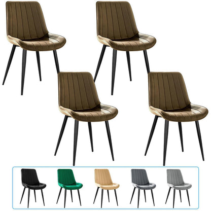Samt Esszimmerstühle 4er Set mit Metallbeinen Braun