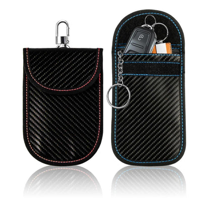 2x Keyless Go Schutzhülle mit RFID Blocker – Rot & Blau