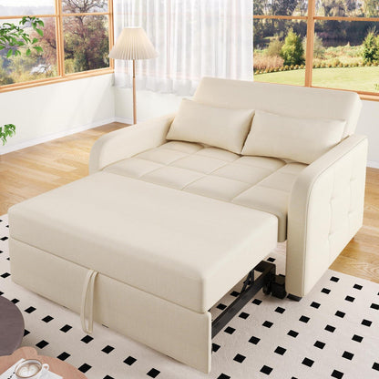 Schlafsofa 2-Sitzer mit Bettkasten & verstellbarer Lehne (Beige)