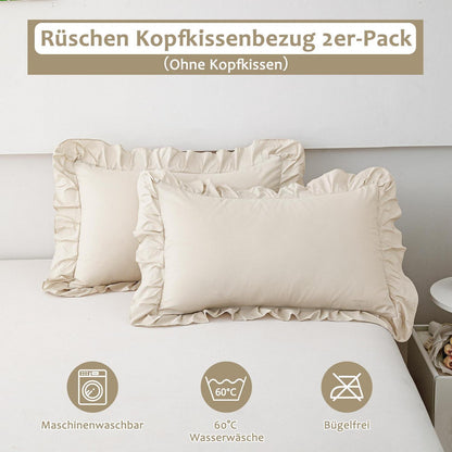 Rüschen Kissenbezug 40x60 cm, 2er Set, Beige