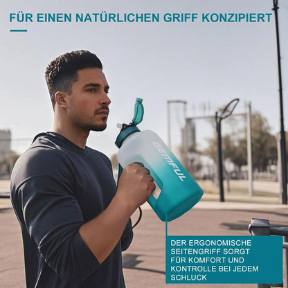 2.2L Trinkflasche auslaufsicher mit Strohhalm und Tragegriff