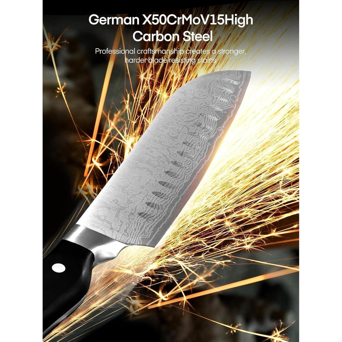 Messerblock Set mit 14 Messern & Schärfer, Edelstahl, Ergonomisch