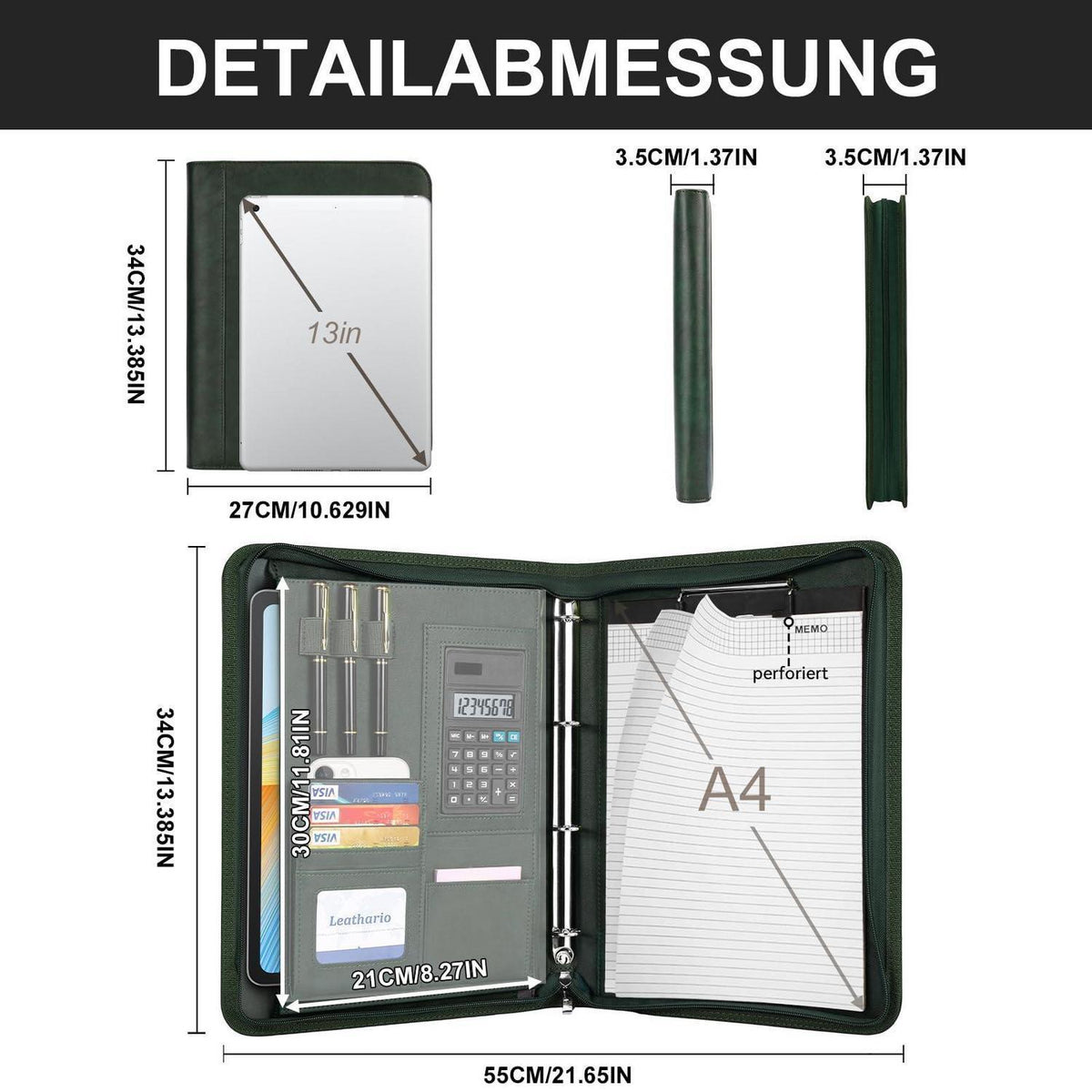 Schreibmappe A4 mit Klarsichthüllen & Zubehör