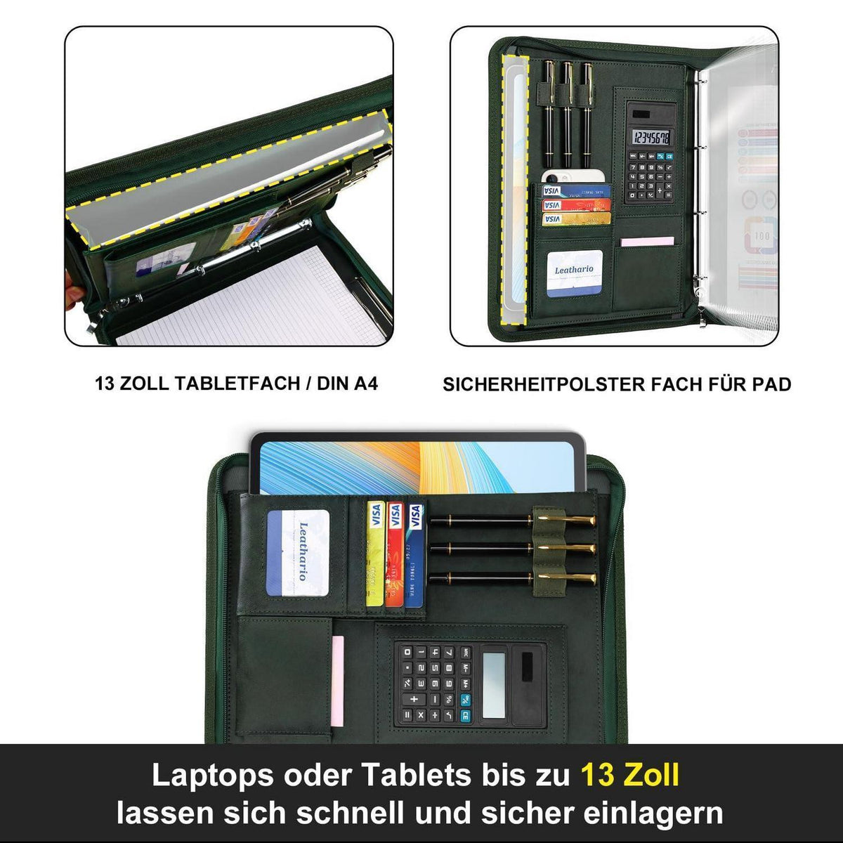 Schreibmappe A4 mit Klarsichthüllen & Zubehör