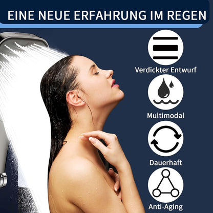 Regendusche Handbrause 8 Strahlarten & Stoppfunktion Grau