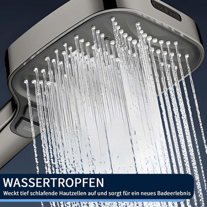 Regendusche Handbrause 8 Strahlarten & Stoppfunktion Grau