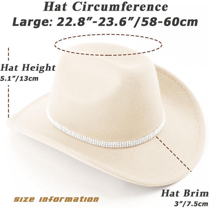 Damen Fedora Hut mit breiter Krempe & Strass – Retro Panama Hut