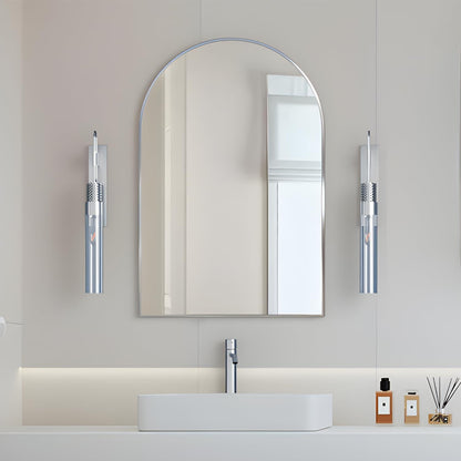 Gewölbter Wandspiegel 60x90 cm mit Metallrahmen – Silber