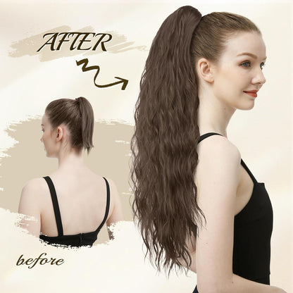 Wellig lockiger Pferdeschwanz mit Klammer, 65cm Ombre Blond Braun
