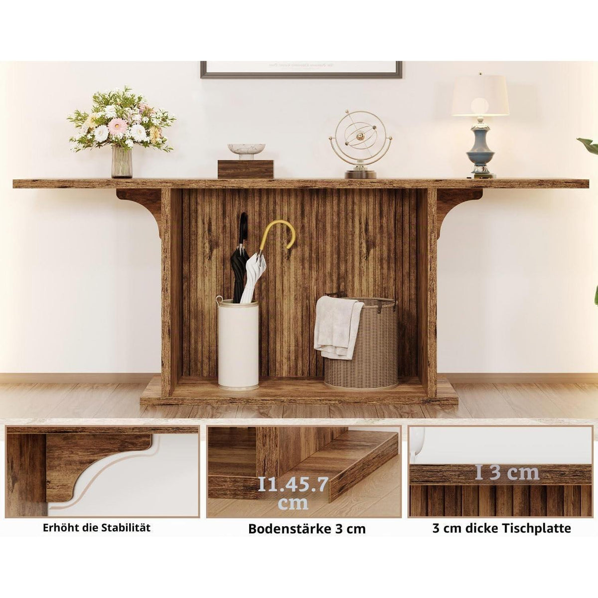 180 cm Konsolentisch Holz Metall – Langer Sofatisch für Flur & Wohnzimmer