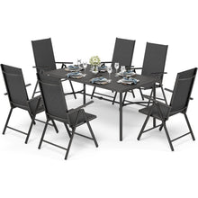 Gartenmöbel Set 6 Personen, verstellbare Stühle, Tisch 170cm, Schwarz
