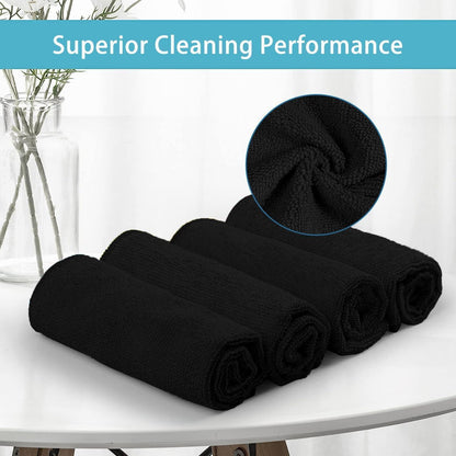 50x Mikrofaser Reinigungstücher Schwarz – Wiederverwendbar & Fusselfrei
