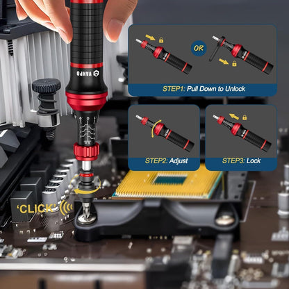 Drehmomentschraubendreher Set 1-6 Nm mit 64 Bits und T-Griff