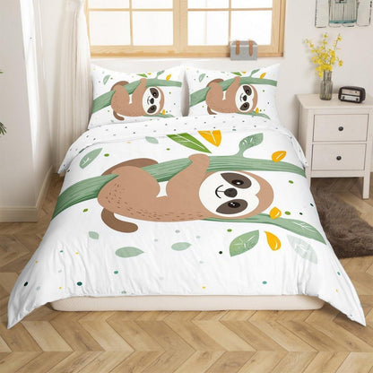 Bettwäsche-Set Faultier Motiv Bäume & Blätter 220x240cm