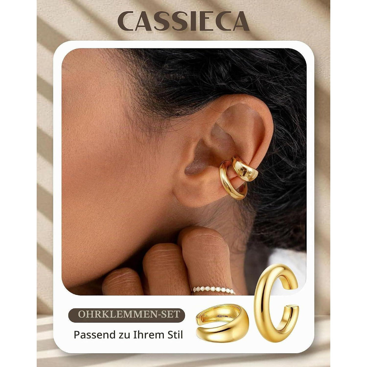 Ohrclips Damen 3er Set Ohne Ohrlöcher Gold Silber