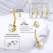 Hypoallergenes Gold Silber Bauchnabelpiercing Zirkonia 14G