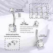 Hypoallergenes Bauchnabelpiercing Titan Silber Zirkonia Gold