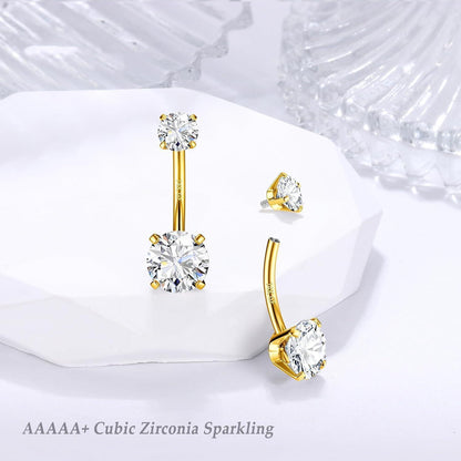 Bauchnabelpiercing 14G 925 Silber Zirkonia Gold Chirurgenstahl 6-12mm