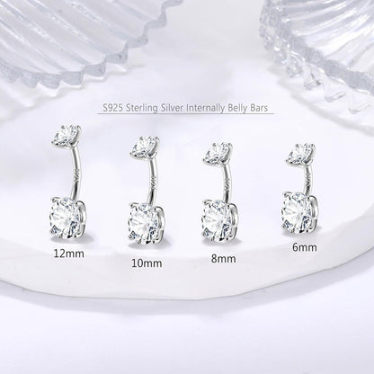 Bauchnabelpiercing 925 Silber Zirkonia 14G Goldfarben 6-12mm Stablänge