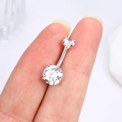 Bauchnabelpiercing 925 Silber Zirkonia 14G Goldfarben 6-12mm Stablänge