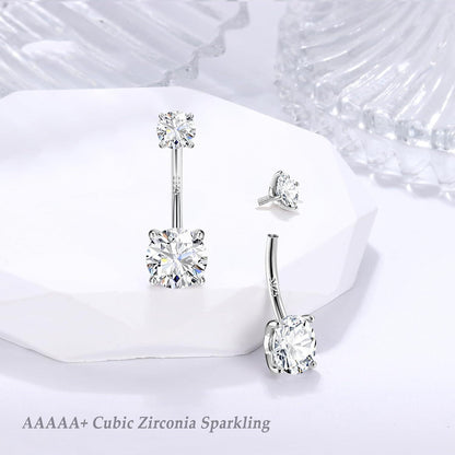 925 Silber Bauchnabelpiercing Gold Titan Zirkonia Nabelring 14G 6/8/10/12mm