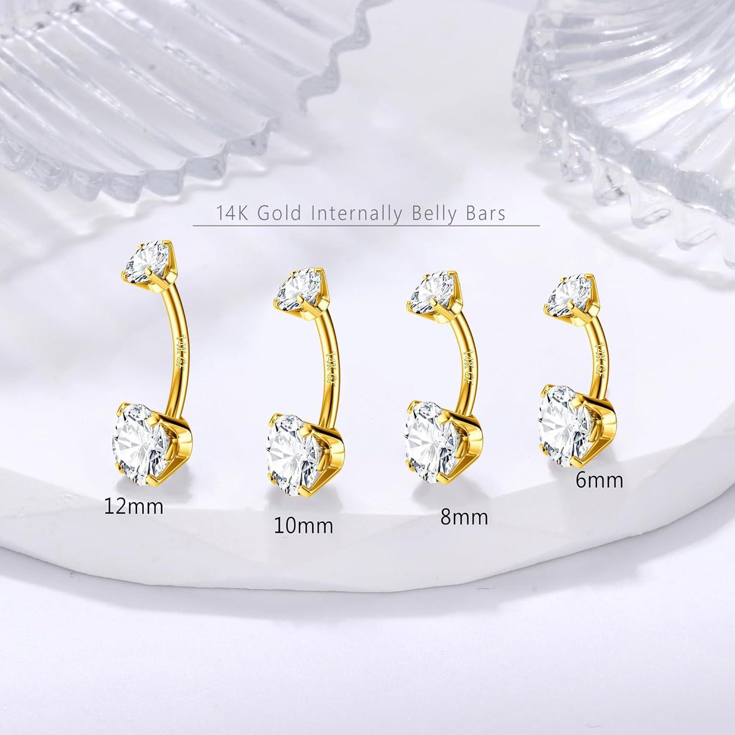14G 925 Silber Bauchnabelpiercing Titan Gold Zirkonia Piercing Rund