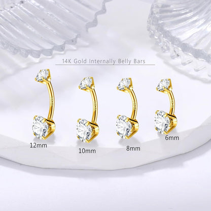 14G 925 Silber Bauchnabelpiercing Titan Gold Zirkonia Piercing Rund