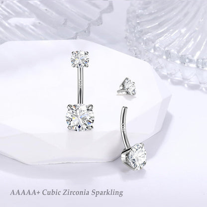 Hypoallergenes Titan Bauchnabelpiercing Gold Zirkonia 14G 6/8/10/12mm
