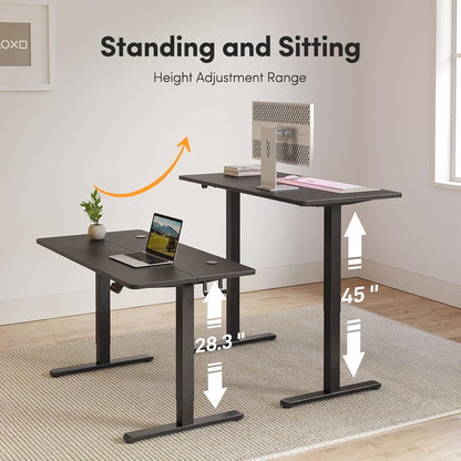 FEZIBO Elektrischer Steh-Sitz Schreibtisch 140 x 60 cm Schwarz