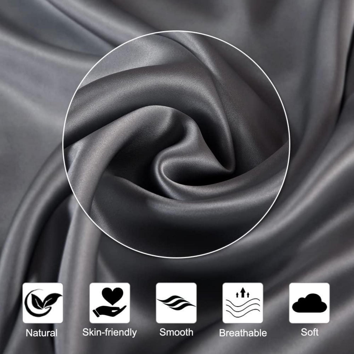 Seidenkissenbezug 2er-Set, 21 Momme, Space Grey