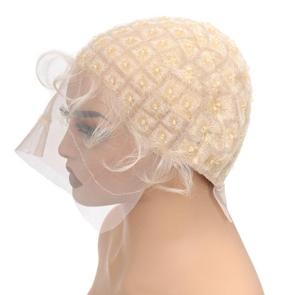 Geflochtene Perückenmütze mit Babyhaar, Blond