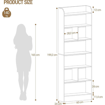 Weißes Bücherregal mit 7 Fächern – Standregal für Wohnzimmer & Büro
