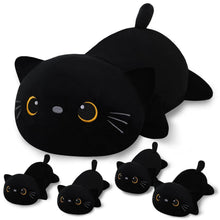 Plüschkissen Schwarze Katze mit 4 Kitten – Kuscheltier Geschenk