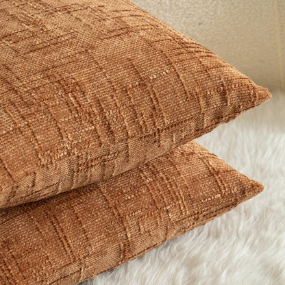 Chenille Kissenbezüge 2er Set 40x80 cm Orange Gebrannt